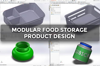 3d cad design of modular food storage containers and spice jar in solidworks