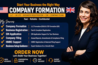 do company formation, business registration, llc, UK ltd company filing hmrc ein