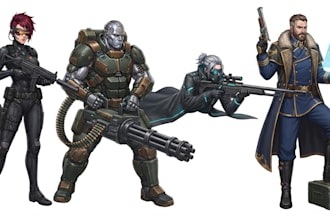 make military character design or military themed illustration