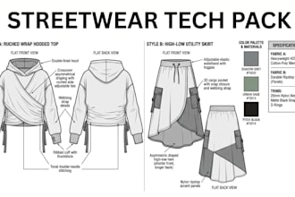 design streetwear fashion tech pack shirt design hoodie tech pack clothing brand