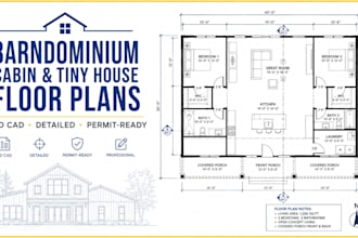 draft barndominium, cabin, and tiny house permit ready floor plans