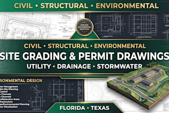 civil site grading plan structural permit drawing utility layout florida texas