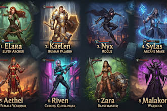 create cinematic game key art, splash character illustration