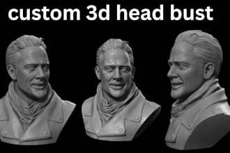 sculpt a realistic 3d head model, bust, or portrait for printing