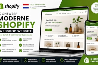 design a modern shopify webshop website for dutch e commerce businesses