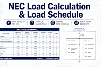 nec load calculation, load schedule and demand factor analysis