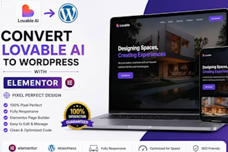 convert lovable ai to wordpress with elementor pixel perfect design