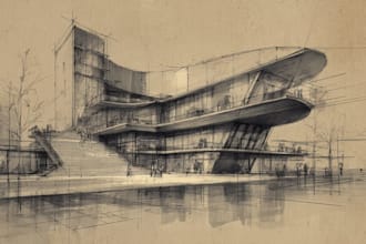 digitally sketch architecture and interior illustration