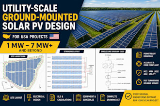 design utility scale ground mounted solar pv projects in USA
