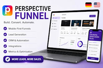 build perspective funnel, landing page, lead generation and CRM automation
