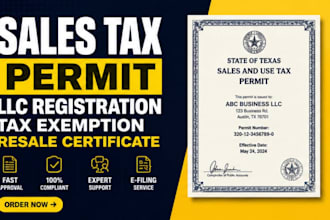 get sales tax permit, llc registration, tax exemption, reseller
