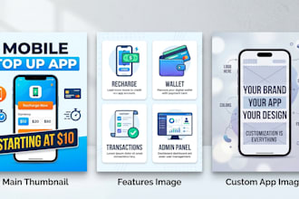 develop a mobile top up app with admin panel