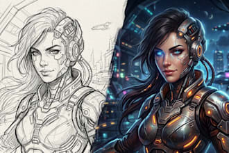 design stunning sci fi portrait art