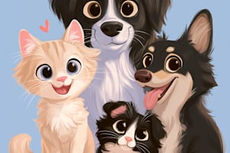 cute disney style pet portrait