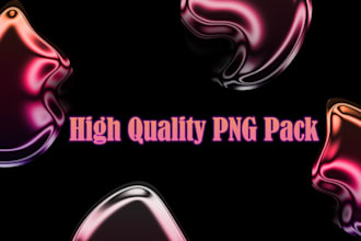 create custom 3d liquid chrome shapes and png asset pack