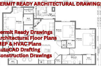provide autocad architectural plans, structural, floor plan, mep, hvac drafting