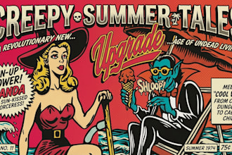 create cool retro comic art design illustration