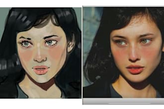 create a uniquely stylized digital mixed media portrait