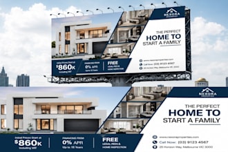 design real estate outdoor billboard yard sign board signage roll up banner ads