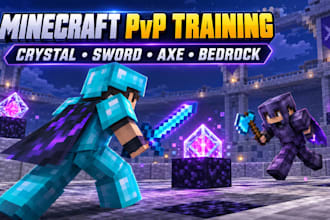 coach you in minecrfat pvp, crystal , sword and axe combat on bedrock