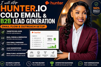 setup hunter io cold email hunter io b2b lead generation hunter io email flow