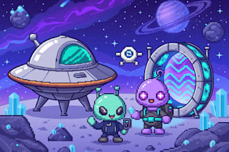intergalactic pixel art 2d