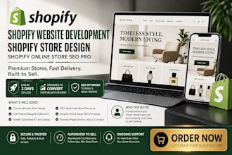 shopify website development, shopify store design, shopify online store seo pro