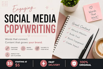 write engaging sicial media captions and content for instagram and facebook