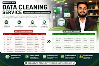 do data entry, data cleaning and excel spreadsheet work