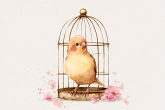 draw watercolor clipart, set of illustrations