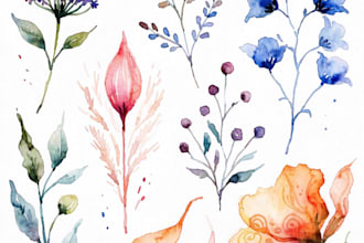 create beautiful watercolor clipart for commercial use