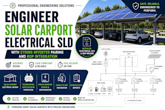 engineer solar carport electrical sld, string inverter pairing bop integration