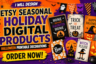design halloween printable decorations etsy seasonal holiday digital products