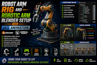 do robot arm rig and robotic arm blender setup for ue5 animation