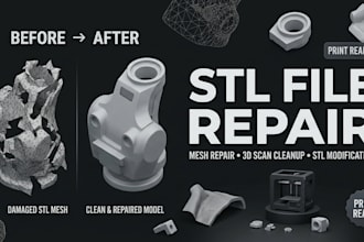 repair, modify, optimize stl, obj files and 3d custom modification for 3d print