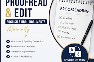 proofread and edit english and urdu documents manually