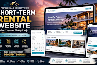 design a short term rental, airbnb and vacation rental website