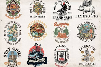 do classic antique vintage logo hand drawn style for you