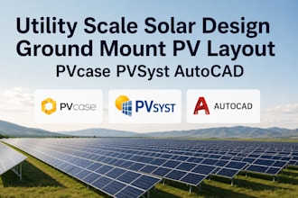 utility scale solar design ground mount solar pv layout pvcase pvsyst autocad