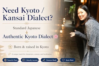 localize your japanese script into authentic kyoto or kansai dialect