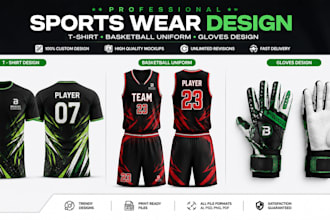 design custom sports jerseys, shirts and gloves