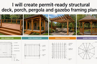 create permit ready structural deck, porch, pergola and gazebo framing plans