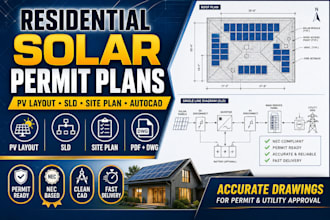 design residential solar permit plans and single line diagram