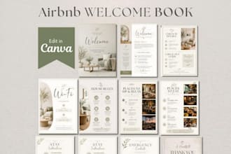 create canva airbnb welcome book guest guide design vacation rental house manual