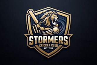 design a powerful cricket logo for your team