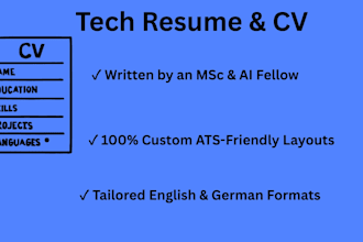 write an ats tech resume engineering CV and cover letter