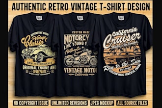 design vintage retro t shirt graphics for your clothing brand