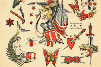 create custom logo old school traditional tattoo design