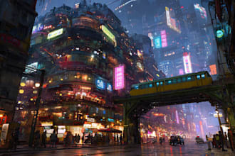 create stunning futuristic sci fi city artwork for your project