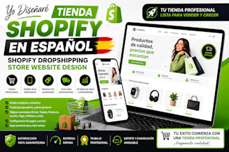 diseñar tienda shopify en español shopify dropshipping store website design